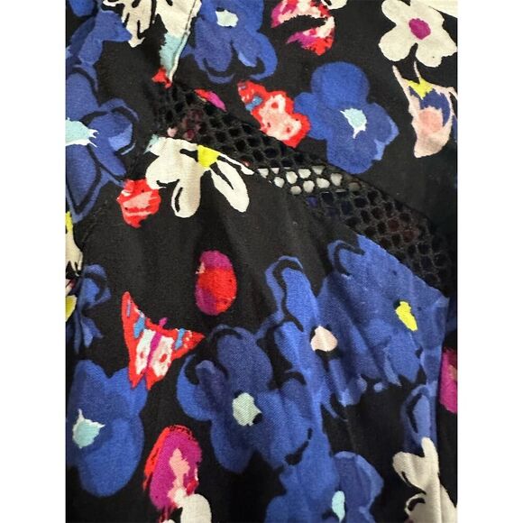 Talbots Floral Tunic Blouse Blue 3/4 Sleeve Crochet Accent Size 2X Petite - Picture 6 of 10